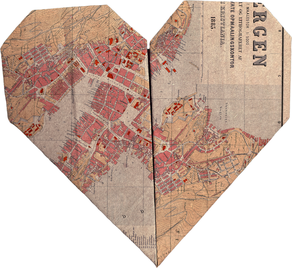 Scanned Weathered Heart-shaped Map Scrap