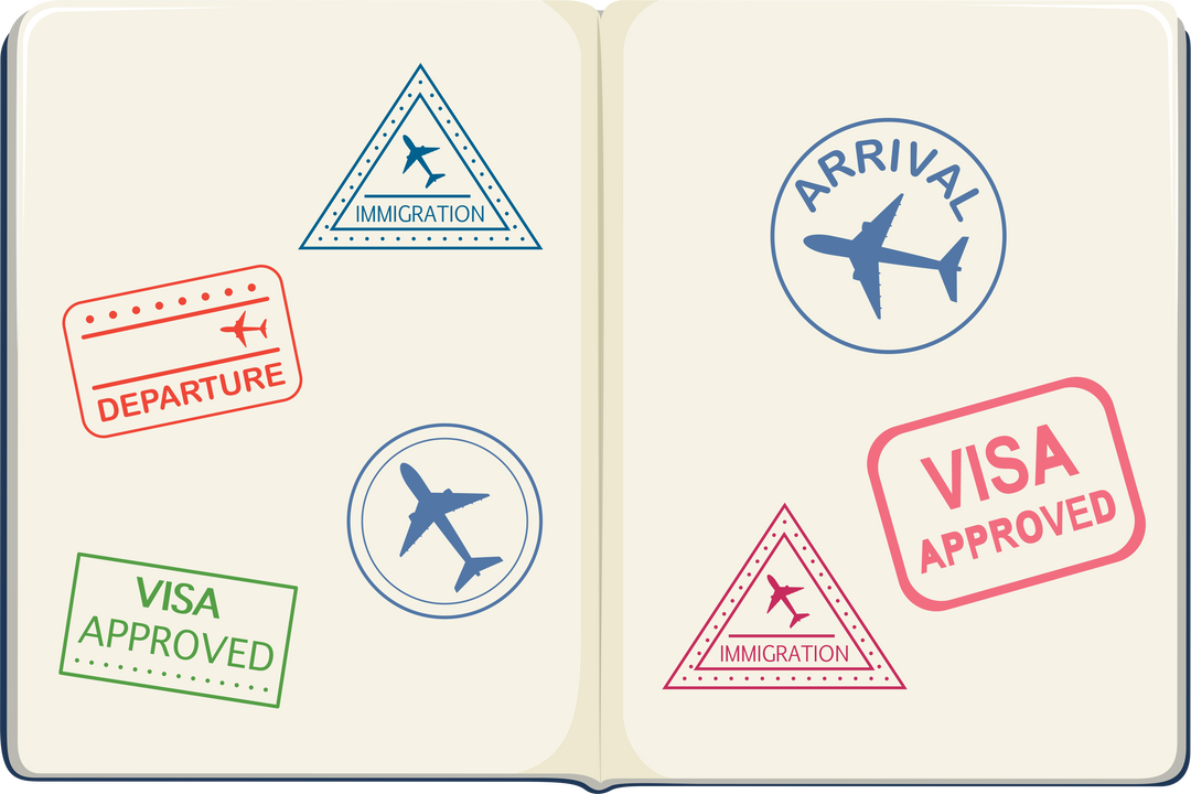 Stamped Passport Pages Illustration